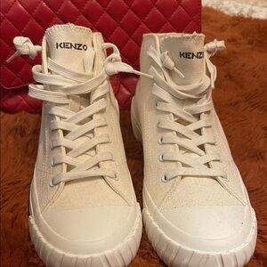 Kenzo Cream High-Top Canvas Sneakers